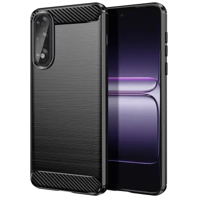 Ovitek za OnePlus Nord 5 iz silikona z učinkom karbona in brušeno teksturo, Črna