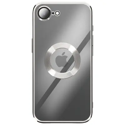 Ovitek za iPhone 16e s Kromiranim Robom iz Mehkega Silikona, Srebrna