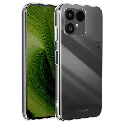 Ovitek, združljiv s Fairphone 6, iz mehkega, robustnega silikona z natančnimi izrezi, Prozorno