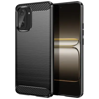 Ovitek za OnePlus Nord CE5 iz silikona z učinkom karbona in brušeno teksturo, Črna