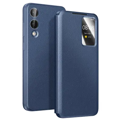 Ovitek za Galaxy S25 Edge z oknom Smart View in držalom za kartice, Modra