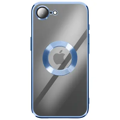 Ovitek za iPhone 16e s Kromiranim Robom iz Mehkega Silikona, Modra