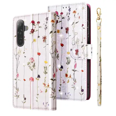 Denarnica za Samsung Galaxy A17 z zapestnim trakom in video stojalom, Bela