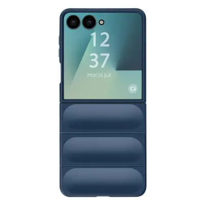 Ovitek za Galaxy Z Flip 7 s silikonsko teksturo v reliefu, Modra noč