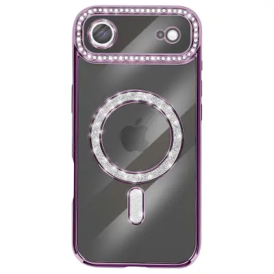 Ovitek za iPhone Air, združljiv z MagSafe, z okrasnim obodom iz strasa, Vijolična