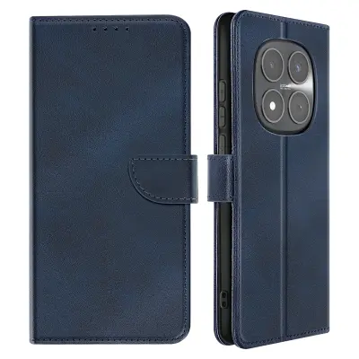 Etui za Redmi Note 15 Pro 5G z usnjenim videzom, držalom za kartice in funkcijo stojala, Modra noč