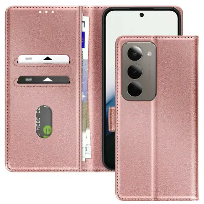 Denarnica za Xiaomi Redmi 15 5G Chesterfield z zrnatim vzorcem in funkcijo stojala, Roza