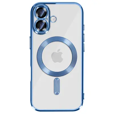 Ovitek za iPhone 17, združljiv z MagSafe, s kromiranim robom, Modra
