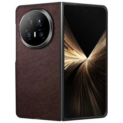 Ovitek za Honor Magic V5, trd, z učinkom zrnatega usnja in ojačanimi robovi, Temno rjava