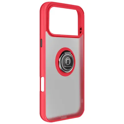 Ovitek za iPhone 17 Pro z obročastim stojalom in magnetnim nastavkom, Rdeča