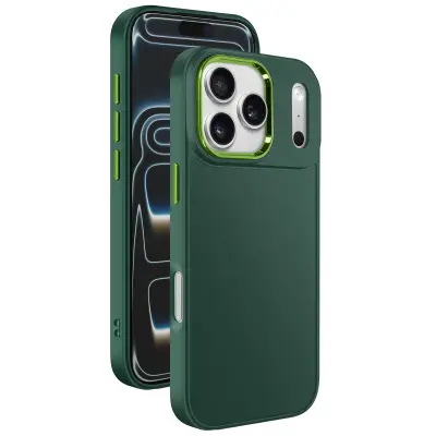 Ovitek za iPhone 17 Pro Max, mat zaključek z metaliziranim obrobjem kamere, Temno zelena