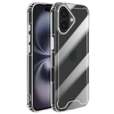 Ovitek za iPhone 17 s silikonskim robom in ojačanimi vogali, Prozorno