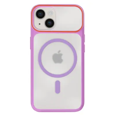 Ohišje MagSafe za iPhone 13 / 14 z dimljenim hrbtom in ojačanim silikonskim okvirjem, Vijolična