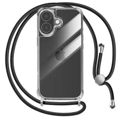 Ovitek za iPhone 17 silikonski Soft Touch z nastavljivo vrvico za okoli vratu, Prozorno