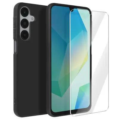 3mk, Ovitek za Galaxy A16, ultra tanek, mat, odporen na udarce, s kaljenim steklom Hardglass 9H, Črna