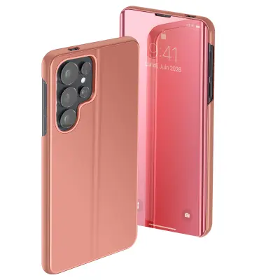 Zaščitni ovitek za Galaxy S26 Ultra Clear View z video stojalom, Šampanjec roza