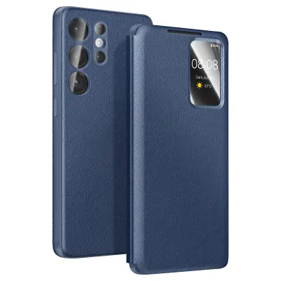 Ovitek za Galaxy S26 Ultra z oknom Smart View in držalom za kartice, Modra noč