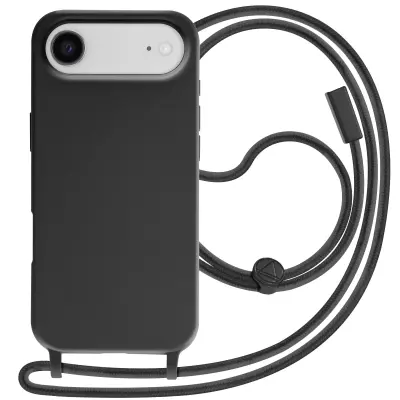 Ovitek za iPhone Air iz silikona Soft Touch z nastavljivo vrvico za okoli vratu, Črna