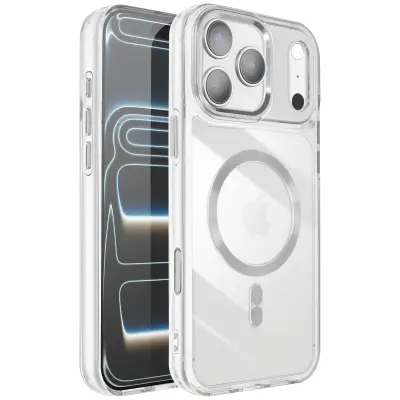 Ovitek za iPhone 17 Pro Max Crystal Color Collection Compatible MagSafe, Srebrna
