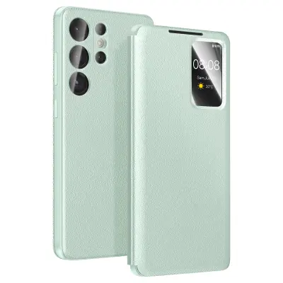 Ovitek za Galaxy S26 Ultra z oknom Smart View in držalom za kartice, Temno zelena