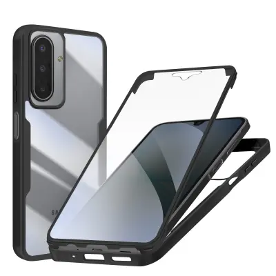 Popoln ovitek za Galaxy A17 s silikonskim robom in membrano na dotik, Črna