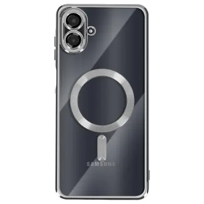 Ohišje za Galaxy A07, združljivo z MagSafe, s kromiranim robom, Srebrna