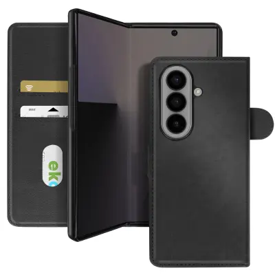 Chesterfield etui za kartice za Samsung Z Fold 7 z magnetnim zavihkom, Črna