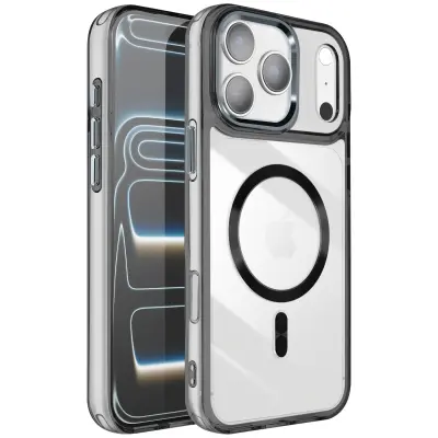 Ovitek za iPhone 17 Pro, kolekcija Crystal Color, združljiv z MagSafe, Črna