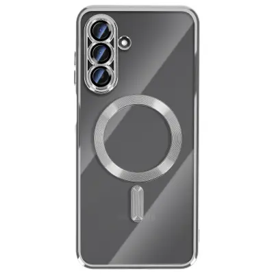 Ohišje za Galaxy A17, združljivo z MagSafe, s kromiranim robom, Srebrna