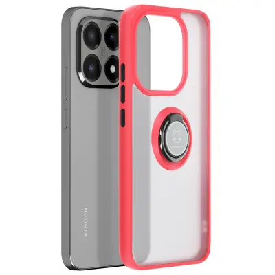 Ovitek za Xiaomi 15T z obročastim stojalom in magnetnim pritrdilom, Rdeča