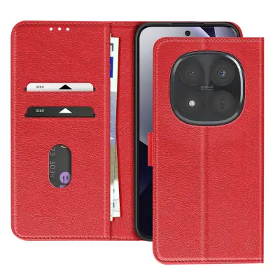 Denarnica etui Xiaomi Redmi Note 15 Pro Plus 5G Chesterfield Funkcija stojala, Rdeča