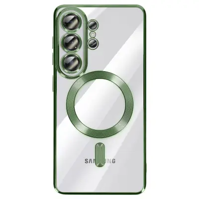 Ovitek za Galaxy S26 Ultra, združljiv z MagSafe, s kromiranim robom, Zelena