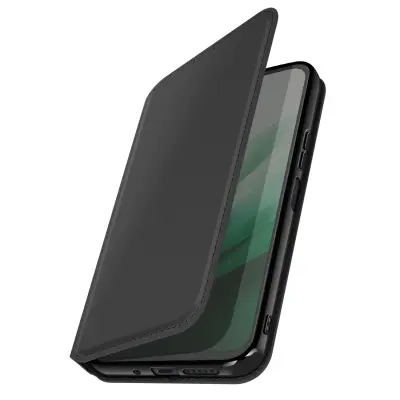 Etui za Xiaomi Redmi 15 5G serije Classic z držalom za kartice in video stojalom, Črna