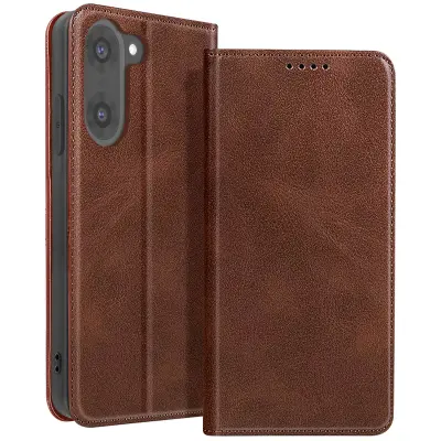 Folio etui za OnePlus Nord CE5, vintage dizajn s funkcijo stojala za video, Temno rjava