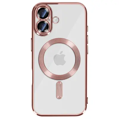 Ovitek za iPhone 17, združljiv z MagSafe, s kromiranim robom, Roza