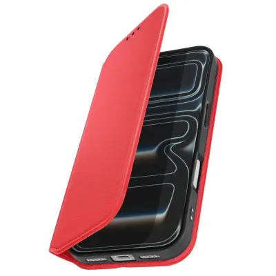 Folio etui za iPhone 17 Pro z držalom za kartice in funkcijo stojala, Rdeča