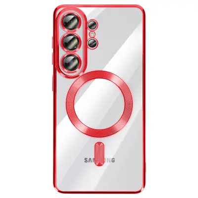 Ovitek za Galaxy S26 Ultra, združljiv z MagSafe, s kromiranim robom, Rdeča