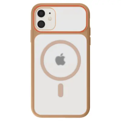 Ovitek MagSafe za iPhone 11, zadnja stran z dimnim efektom z ojačanim silikonskim okvirjem, Rjava