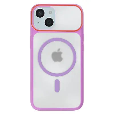 Ovitek MagSafe za iPhone 15, zadnja stran z dimnim efektom z ojačanim silikonskim okvirjem, Vijolična