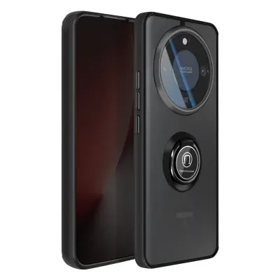 Ovitek za Honor Magic 8 Lite, dvomaterialna zaščita z magnetnim obročkom, Črna