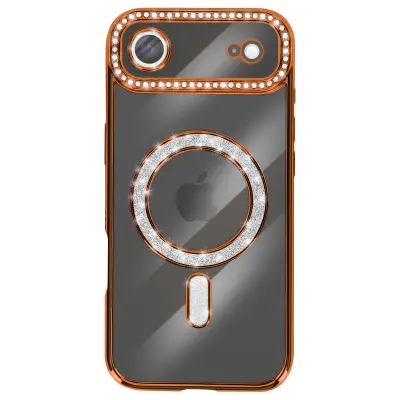 Ovitek za iPhone Air, združljiv z MagSafe, z okrasnim obodom iz strasa, Oranžna