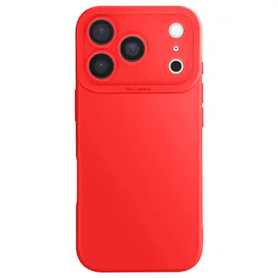 Ovitek za iPhone 17 Pro iz mehkega silikona z ojačitvijo blokaKamera, Rdeča
