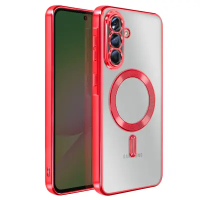 Ovitek za Galaxy A56, združljiv z MagSafe, s kromiranim robom, Rdeča