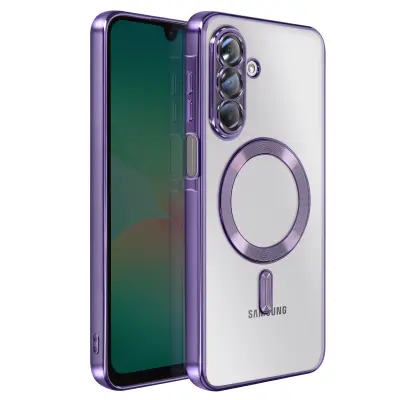 Ovitek za Samsung Galaxy A26, združljiv z MagSafe, s kromiranim robom, Vijolična