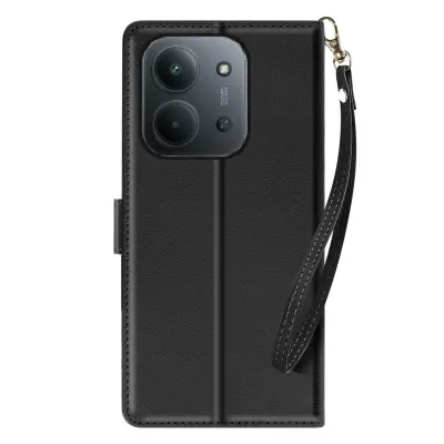 Denarnica za Xiaomi Redmi 15C Magnetna z vrvico in stojalom, Črna