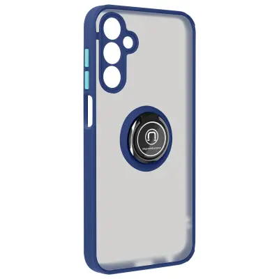 Ohišje za Galaxy A15, odporno na udarce, s kovinskim obročem za oporo, Modra noč