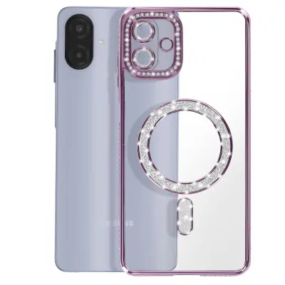 Ovitek za Galaxy A07, združljiv z MagSafe, z okrasnim obodom iz strasa, Vijolična