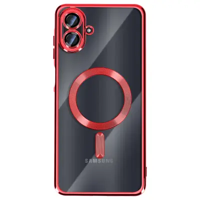 Ohišje za Galaxy A07, združljivo z MagSafe, s kromiranim robom, Rdeča