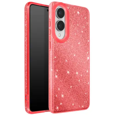 Ovitek za Galaxy S25 Edge, dvobarvna zasnova in bleščeča obdelava, Rdeča