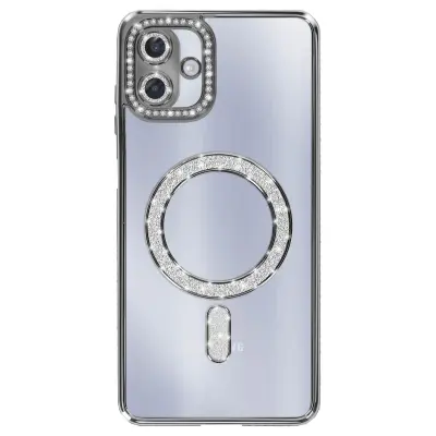 Ovitek za Galaxy A07, združljiv z MagSafe, z okrasnim obodom iz strasa, Črna